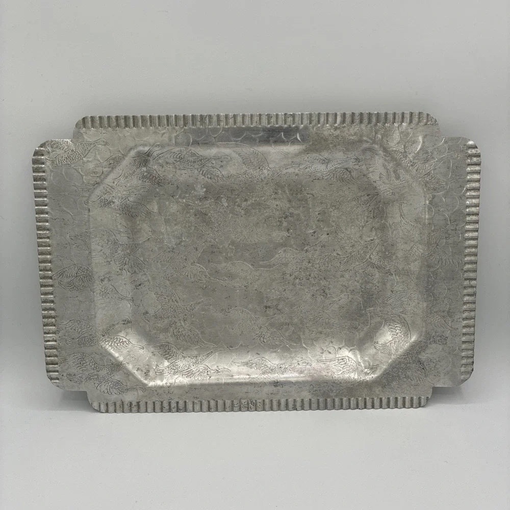 VTG Aluminum Tray 13.5 L 9.25 W 1 H Birds In Flight Goose Or Pheasant Design